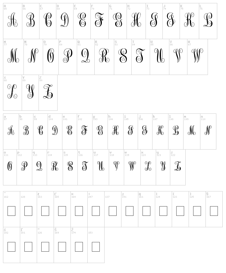 Monogram KK font map